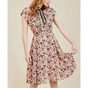 Hell Bunny Zelda Halloween Print Retro Dress Pink Multicolor Small